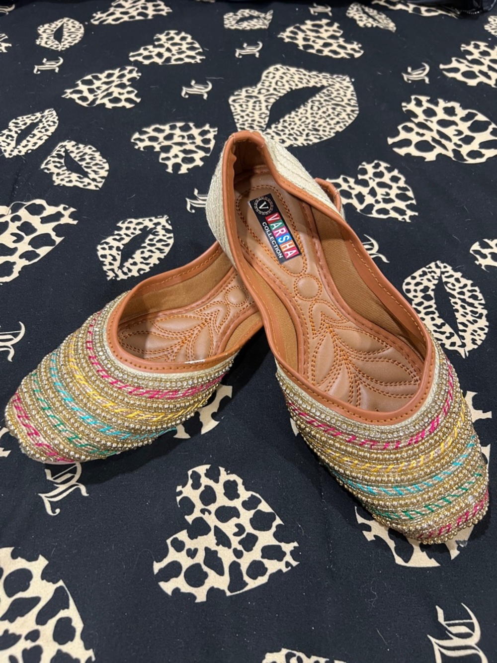 Multicolor Beaded Women’s Moccasins - Tan Trim
